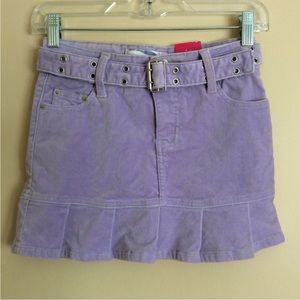NWT Rave Girl Lilac Velvet Mini Skirt Belted Girl's Size 10